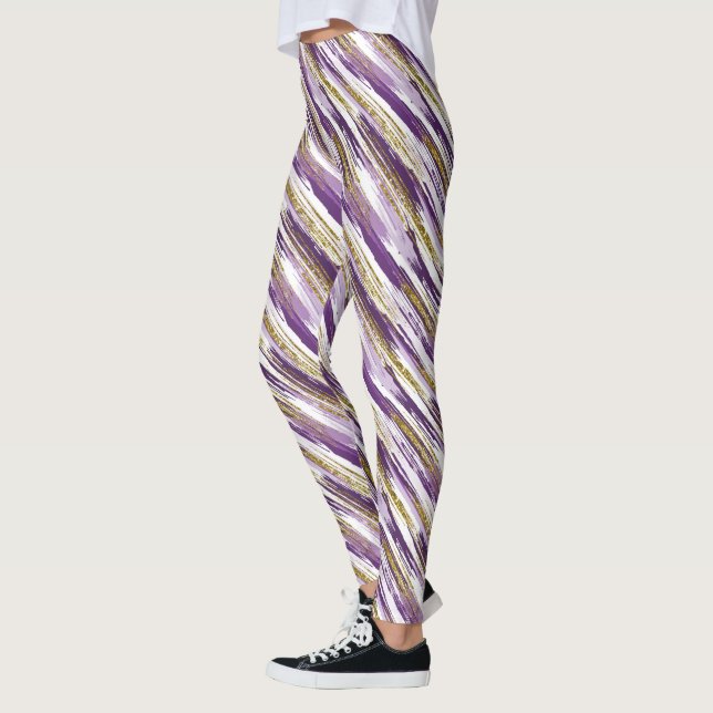 Leggings Purple Gold Faux Parties scintillant moderne Abstr (Gauche)