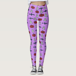 Leggings Purple Halloween Fun Print