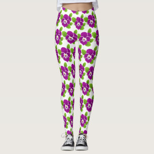 Leggings Purple Pansy Flower Thunder_Cove