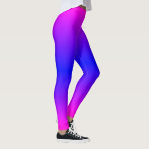 Leggings Purple Pink Bleu Néon Dégradé Ombre Élégant