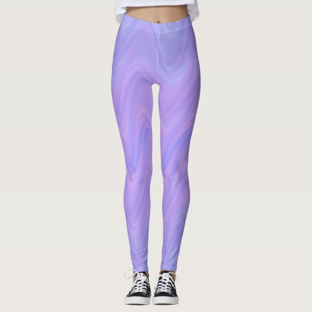 Leggings Purple Pink Wavy Lines Pattern (Devant)