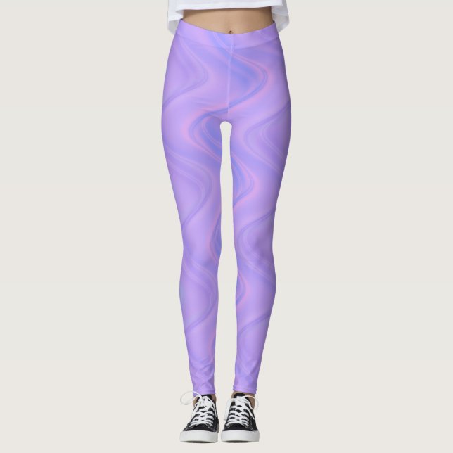 Leggings Purple Pink Wavy Lines Pattern (Devant)