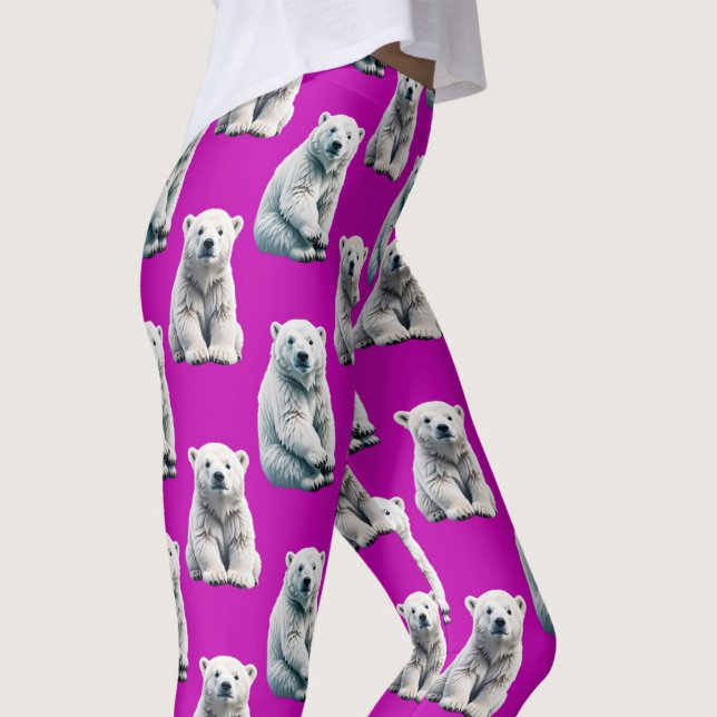Leggings Purple Polar Bear Pattern Design  (Créateur téléchargé)