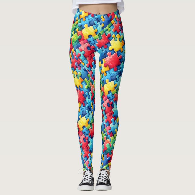 Leggings Puzzle sensibilisation sur l'autisme (Devant)
