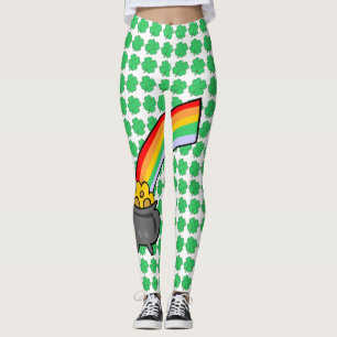 Leggings Quatre Cloches De Feuille Pot D'Arc-En-Ciel Or