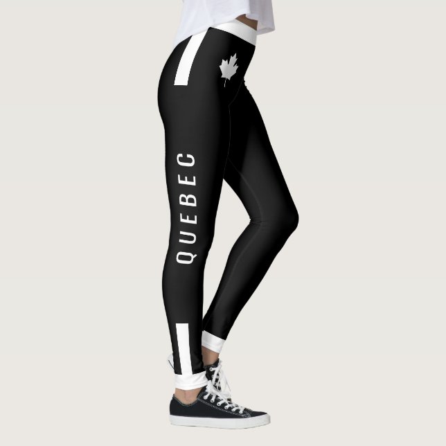 Leggings QUÉBEC Fitness avec Érable blanc canadien sur NOIR (Droite)