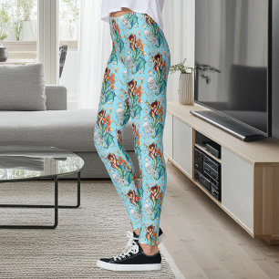 Leggings Queue Turquoise de sirène d'Imaginaire