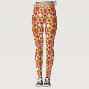 Leggings - Quiltmuster in Rot und Gelb