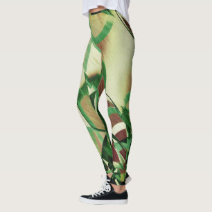 Leggings Raies vertes sur image brune et percée