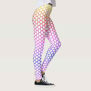 Leggings Rainbow Honeycomb Grid Motif