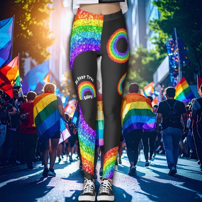 Leggings Rainbow Parties scintillant Pride LGBT soyez vos v (In situ ( AI generated background))