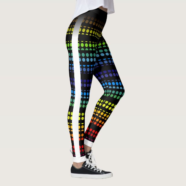 Leggings Rainbow Polkadot sur Black Choisissez votre propre (Droite)