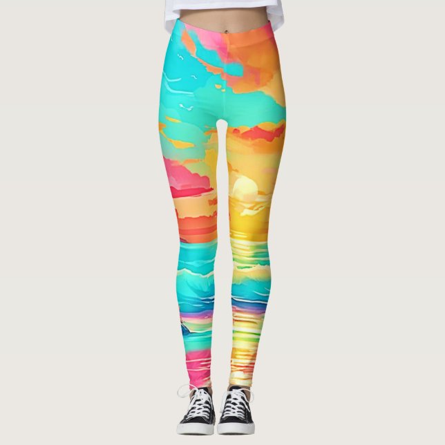 Leggings Rainbow Sunset Beach (Devant)