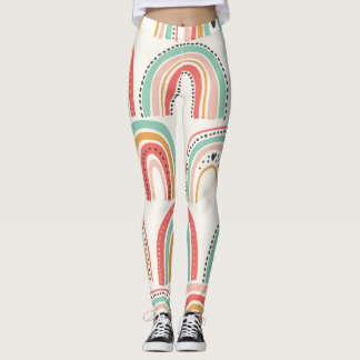Leggings Rainbows scandinave : Motif d'art naïf.