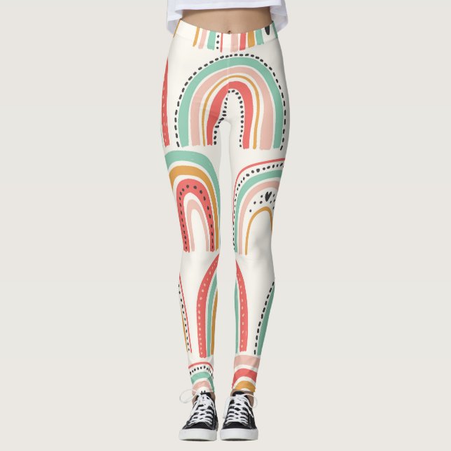 Leggings Rainbows scandinave : Motif d'art naïf. (Devant)