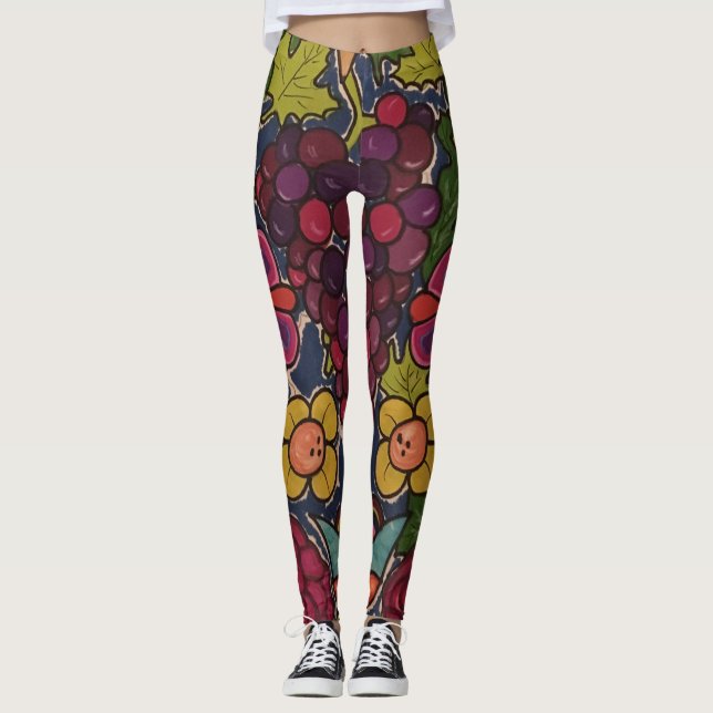 Leggings Raisins et fleurs (Devant)