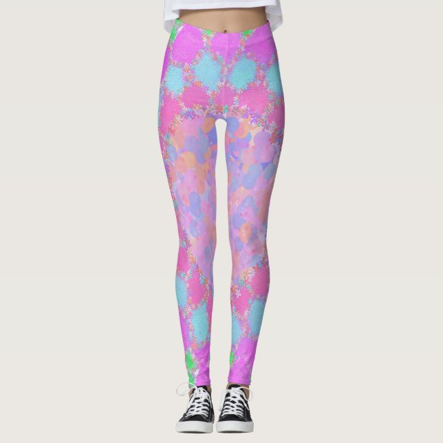 Leggings Rangoli floral à éclaboussure de peinture Holi (Devant)