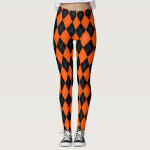 Leggings Raute Schwarz/Orange