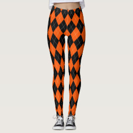 Leggings Raute Schwarz/Orange