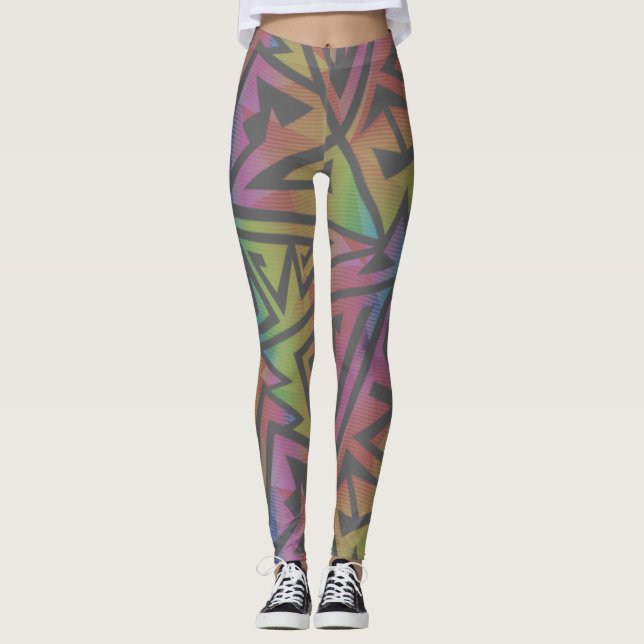 Leggings Rave EDM Rainbow Grey (Devant)