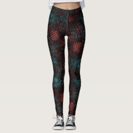 Leggings rayé à revêtement carré, bleu et rouge, plus foncé