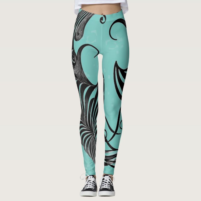 Leggings rayés d'Orca bleu et noir (Devant)