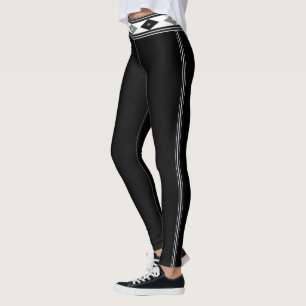 Leggings rayés modernes noirs et blancs