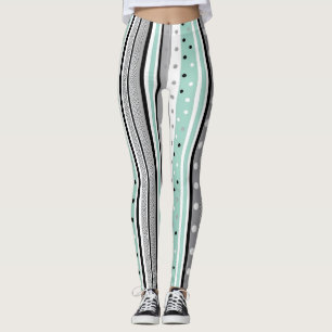 Leggings rayés noirs et verts décontractés