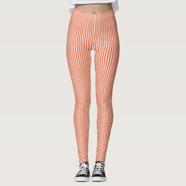 Leggings rayés orange et blanc (Devant)