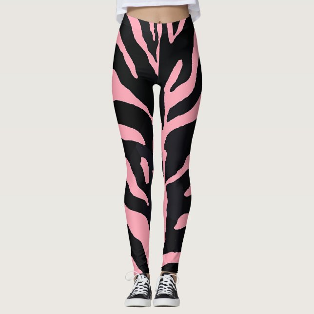 Leggings rayés rose et noir Zèbre (Devant)