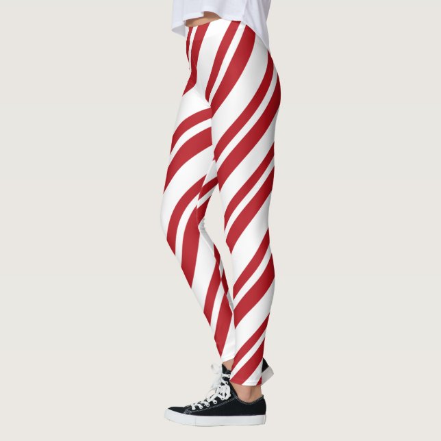 Leggings rayés Sucre de canne rouge et blanc (Gauche)
