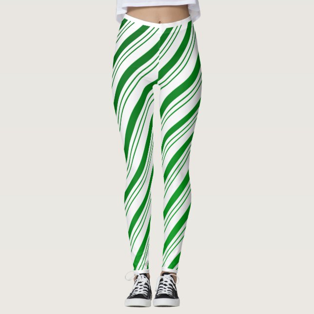 Leggings rayés Sucre de canne vert (Devant)