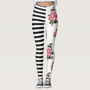 Leggings Rayure à doses égales et rose floraux