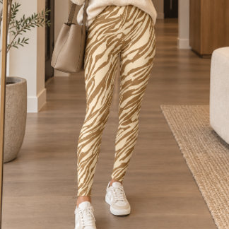 Leggings Rayure de tigre crème marron