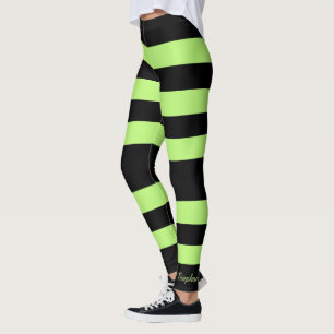 Leggings Rayure verte et noire au néon lumineuse