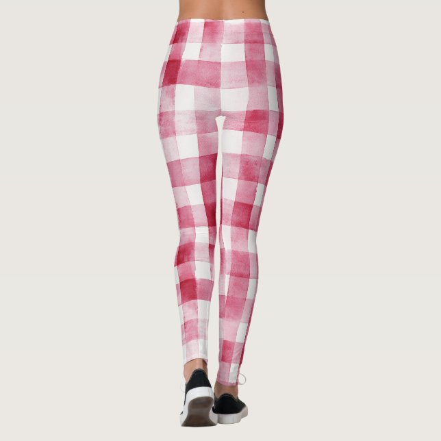 Leggings Rayures à carreaux rose blanc   (Dos)