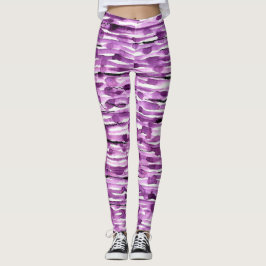 Leggings Rayures Abstraites d'aquarelle violet