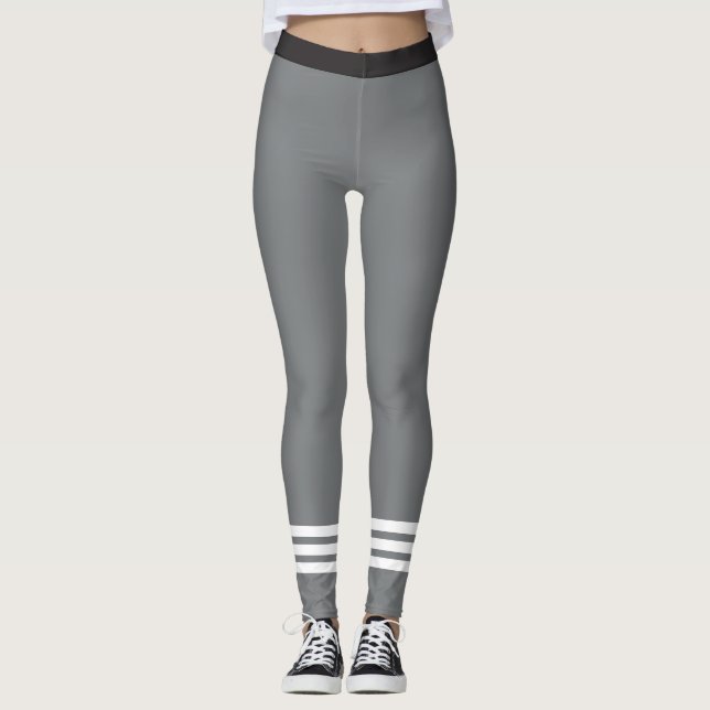 Leggings Rayures blanches du fond trois sur les Leggins (Devant)
