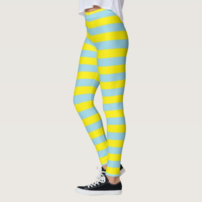 Leggings Rayures bleues et jaunes en pastel (Gauche)
