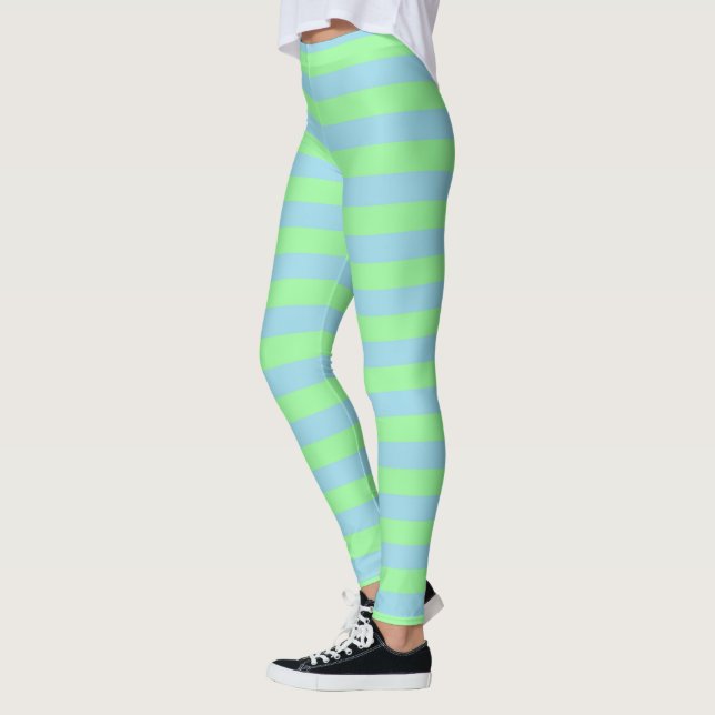 Leggings Rayures bleues vertes et en pastel en bon état (Gauche)