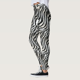 Leggings Rayures de zèbre noir chic