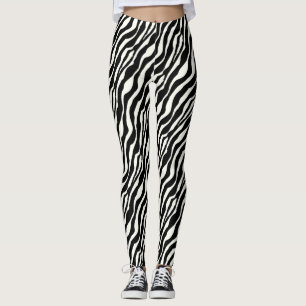 Leggings Rayures de zèbre - noires et blanches