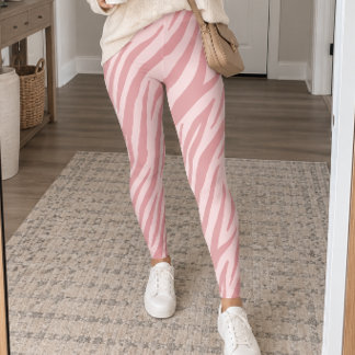 Leggings Rayures de zèbre rose pêche
