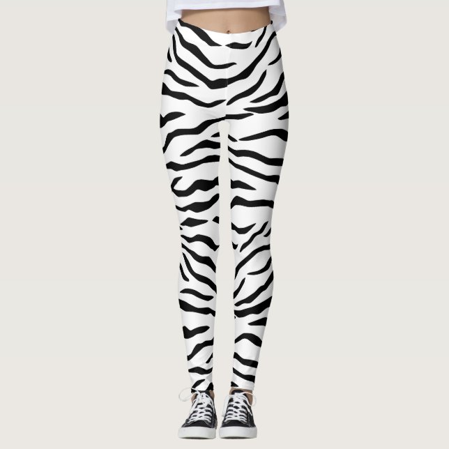 Leggings Rayures noires et blanches de tigre (Devant)