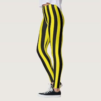 Leggings Rayures noires et jaunes verticales