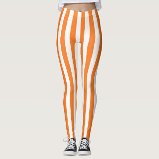 Leggings Rayures oranges et blanches verticales
