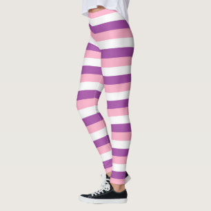 Leggings Rayures pourpres, roses et blanches