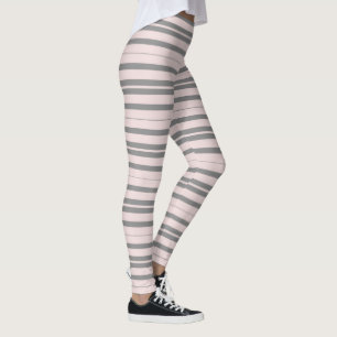 Leggings rayures rose et gris