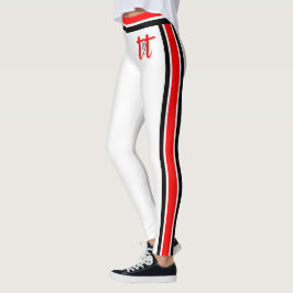 Leggings Rayures rouges et noires sur fond blanc