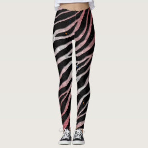 Leggings Rayures SpaceTime arrachées - Corail/Blanc